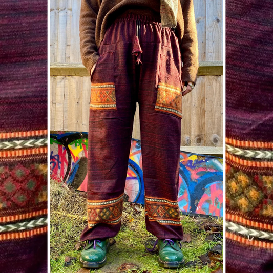 Cosy Warm Winter Blanket Trousers - Patch Red